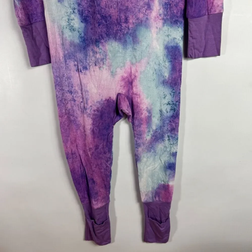 Little Sleepies Toddler 2T Purple Blue Watercolor Bamboo Convertible Zippy